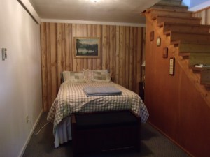 One of three beds in the large cabin