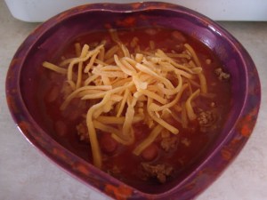 Bela's chili was even served in a heart-shaped bowl made by our school's art teacher.