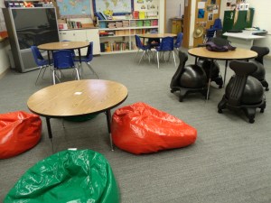 Bean bag chairs and ball chairs...how cool is that?
