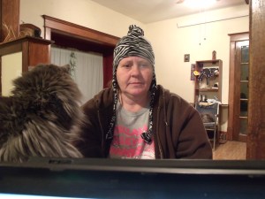 I was cold, and Bela told me to try on her hat.  Do I look happy?  