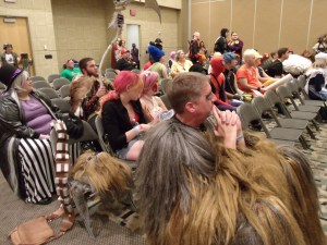 People hung out while the judges talked to each contestant.